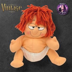 Marvin the Baby Plush Vintage Fabric Yarn Hair 1980s Comic Toy KB Bros Nostalgia